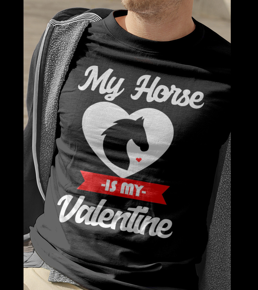My Horse Is My Valentine Heart Silhouette Cowgirl Cowboy T-Shirt