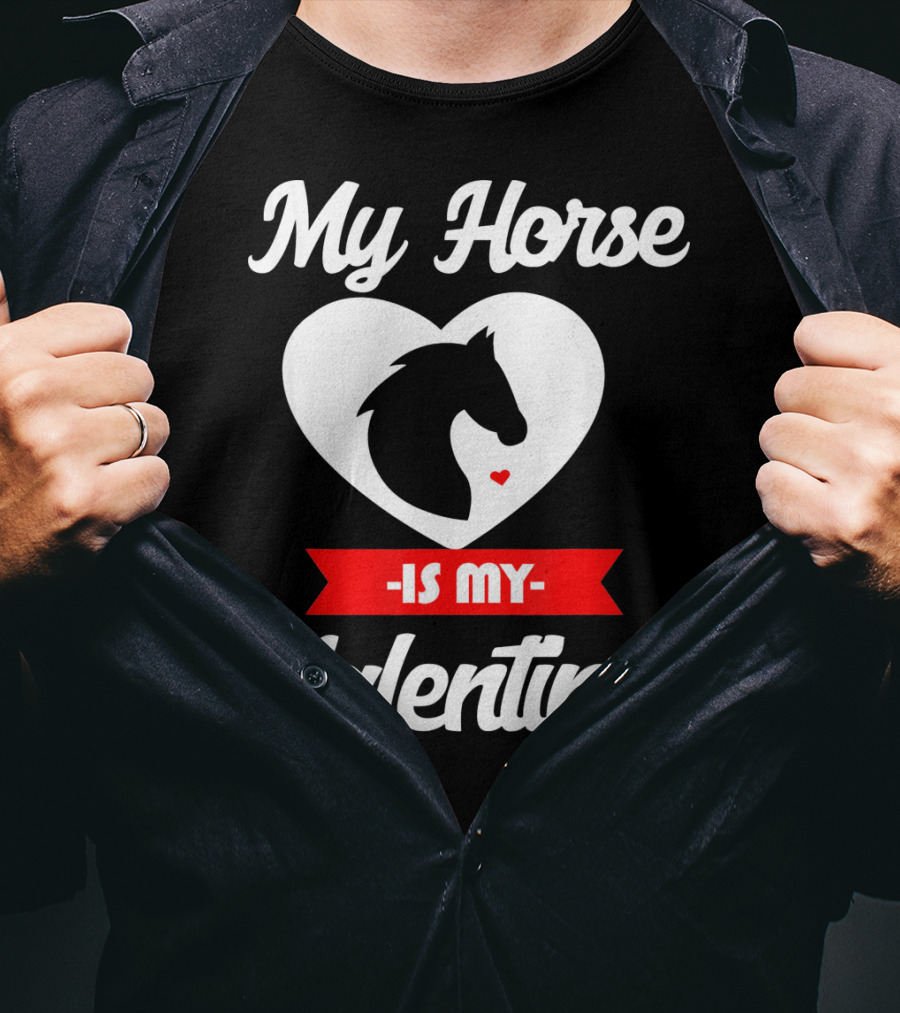 My Horse Is My Valentine Heart Silhouette Cowgirl Cowboy T-Shirt