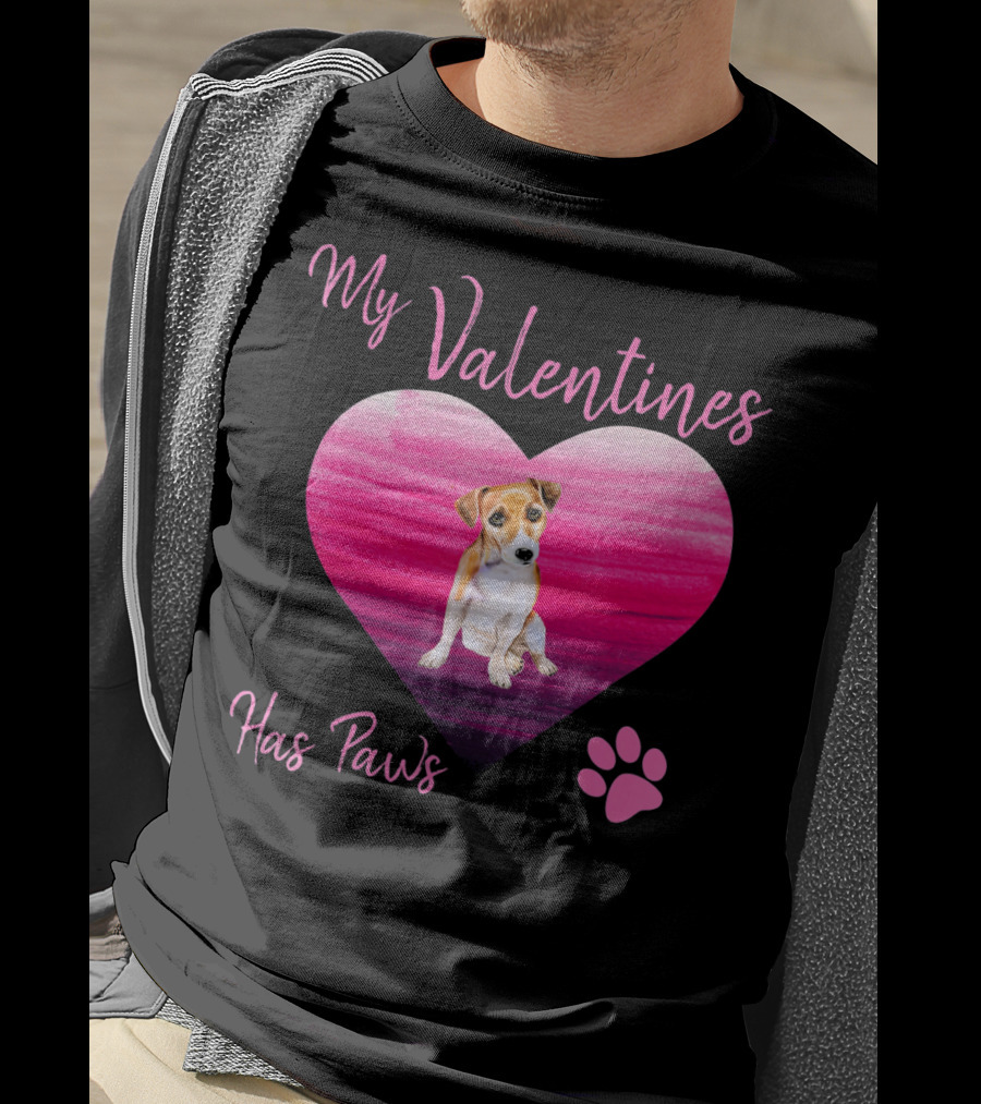 My Valentines Has Paws Jack Russell Terrier Dog Heart Valentine T-Shirt