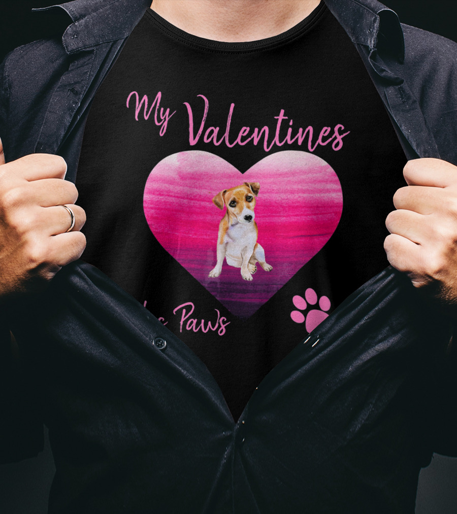 My Valentines Has Paws Jack Russell Terrier Dog Heart Valentine T-Shirt