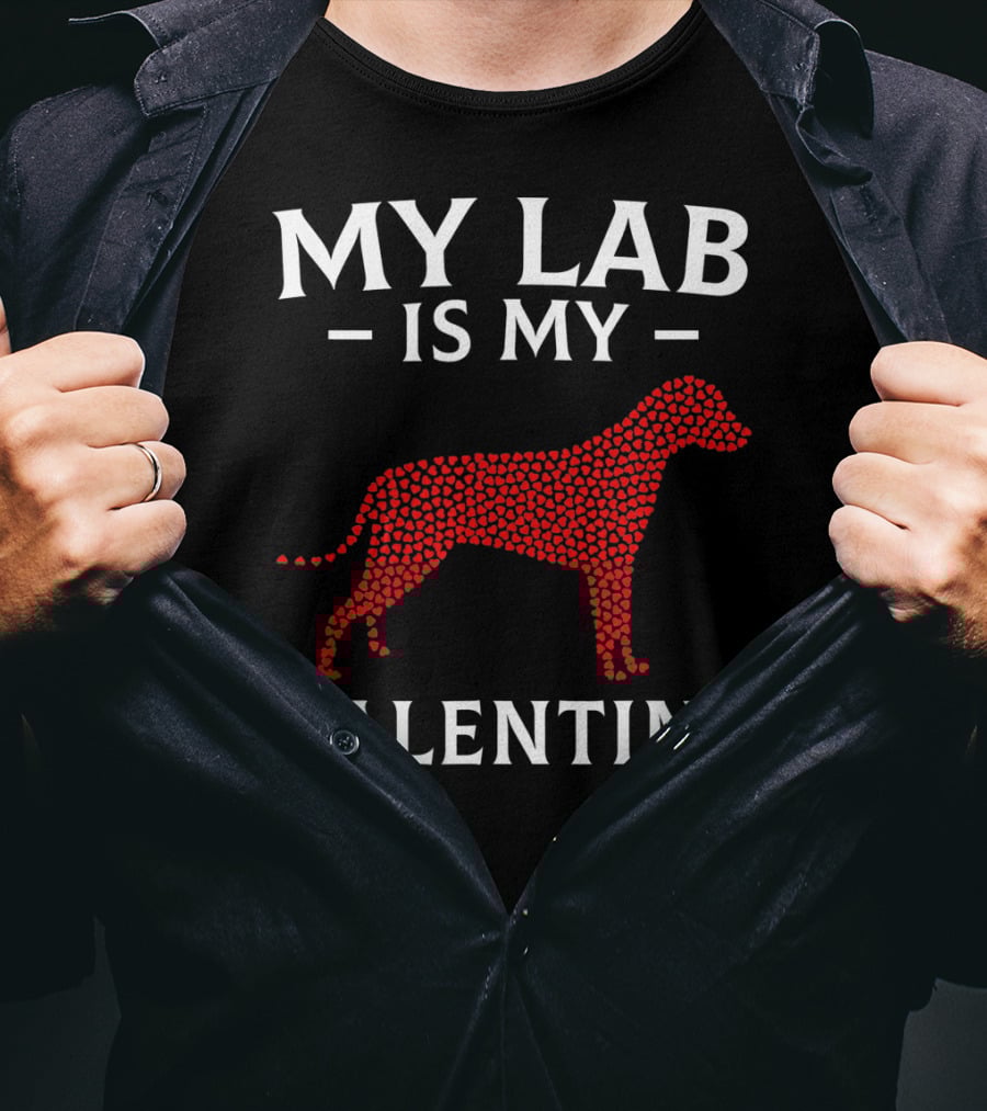 My Lab Is My Valentine Labrador Dog Love Hearts T-Shirt