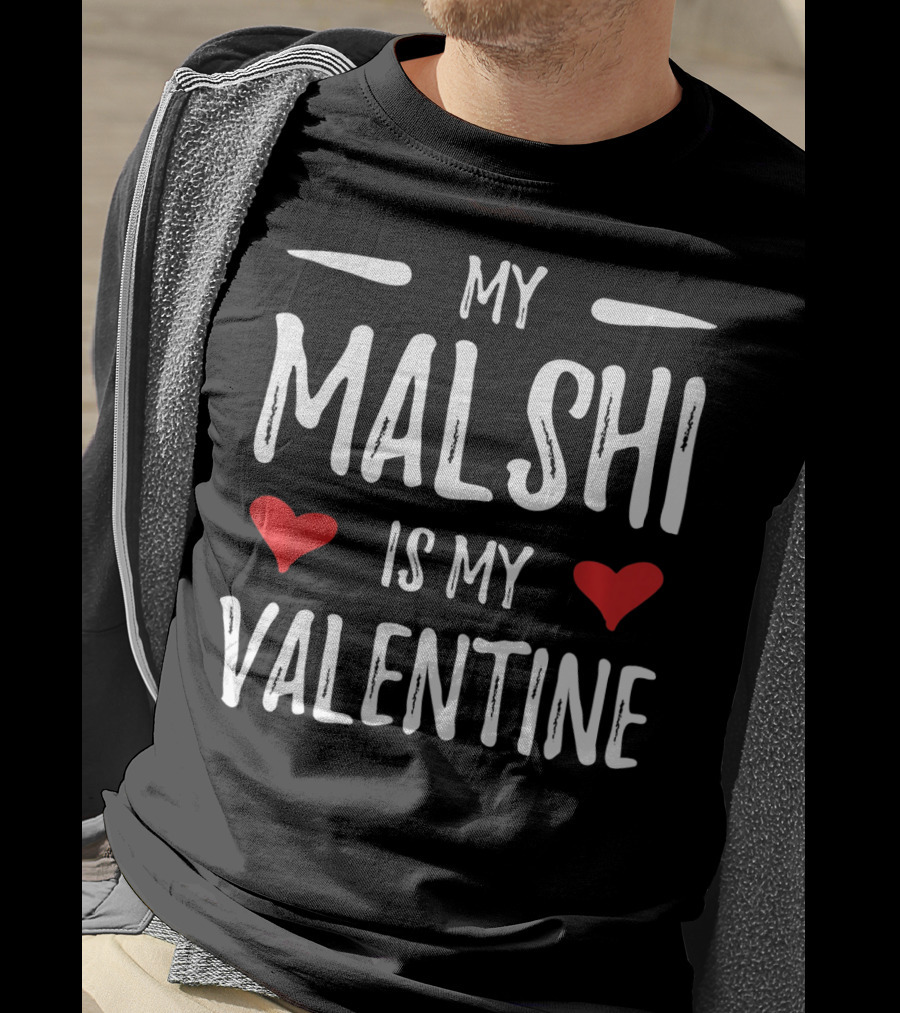 My Malshi Is My Valentine Red Hearts T-Shirt