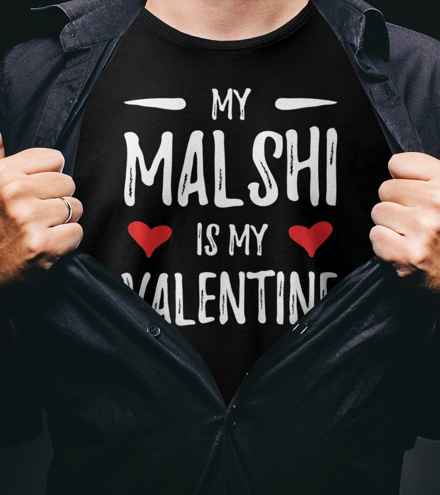My Malshi Is My Valentine Red Hearts T-Shirt