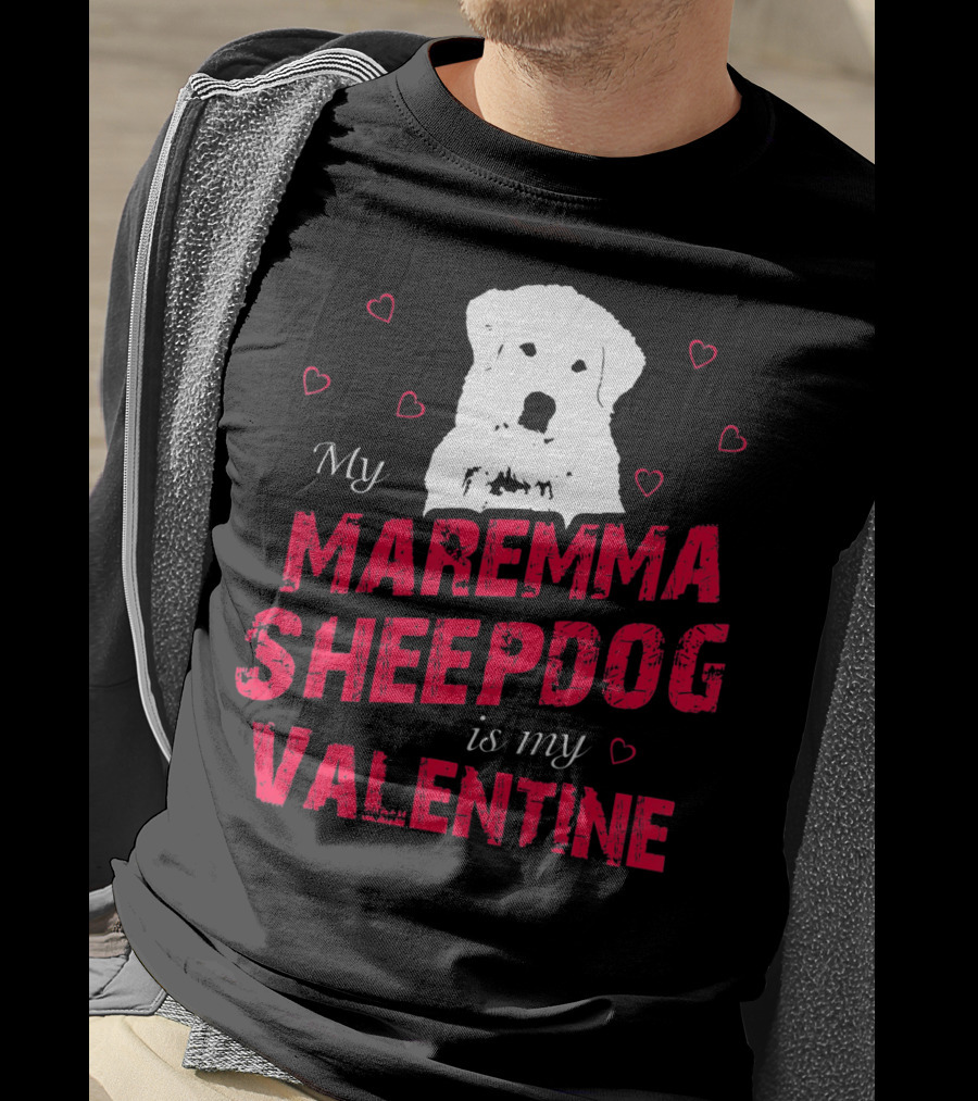 Maremma Sheepdog Valentine Love With Heart Accents T-Shirt
