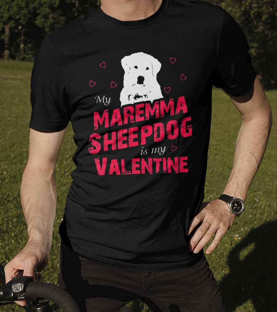 Maremma Sheepdog Valentine Love With Heart Accents T-Shirt