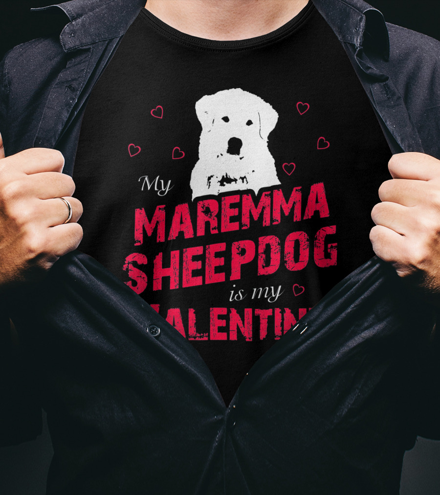 Maremma Sheepdog Valentine Love With Heart Accents T-Shirt