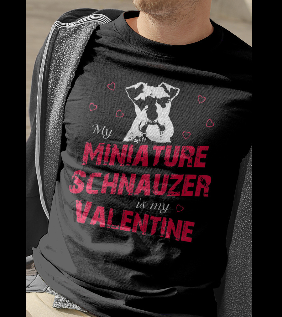 My Miniature Schnauzer Is My Valentine With Hearts T-Shirt