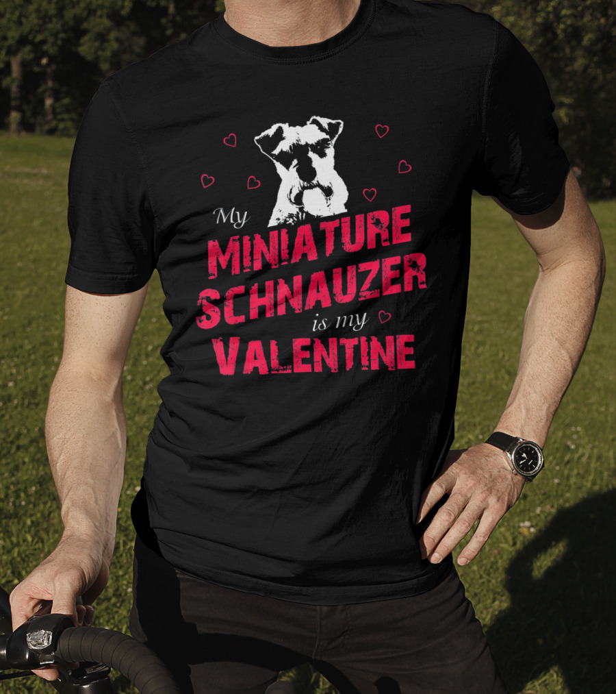 My Miniature Schnauzer Is My Valentine With Hearts T-Shirt