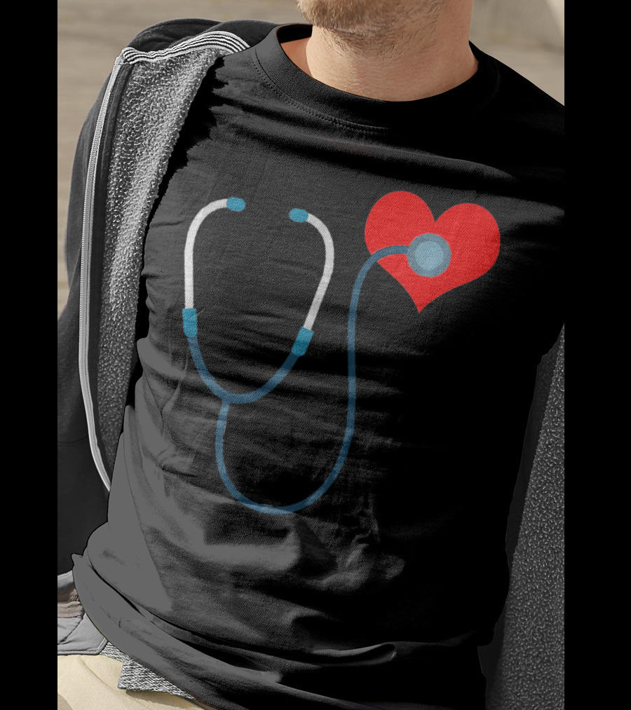 Nurse Valentine's Day Heart Stethoscope T-Shirt