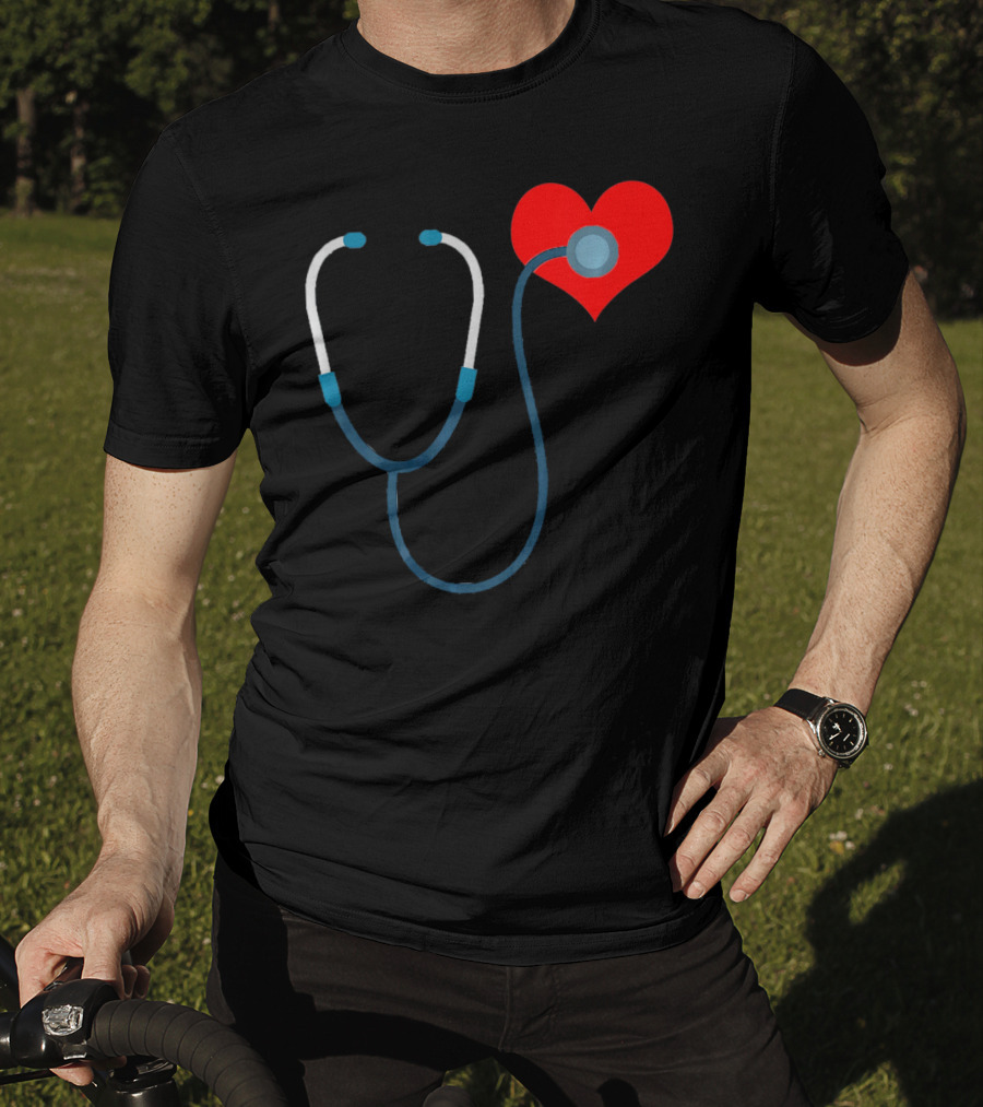 Nurse Valentine's Day Heart Stethoscope T-Shirt