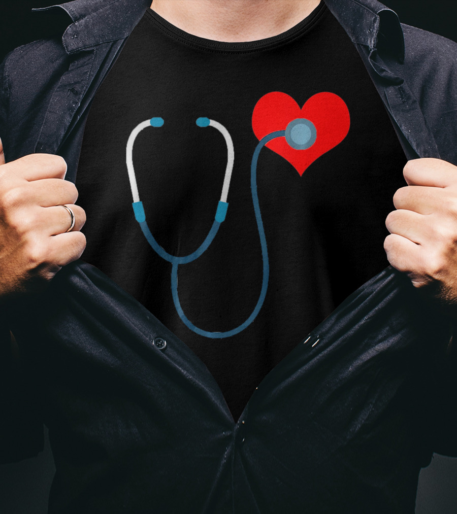 Nurse Valentine's Day Heart Stethoscope T-Shirt