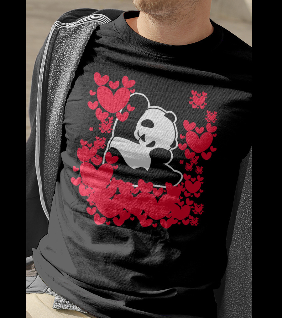 Panda Love Valentines Day Cute Heart Panda Valentines Day T-Shirt