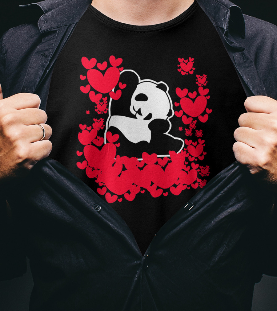 Panda Love Valentines Day Cute Heart Panda Valentines Day T-Shirt