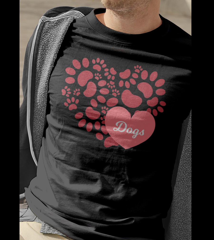 Paw Print Heart Dogs Mom And Pet T-Shirt