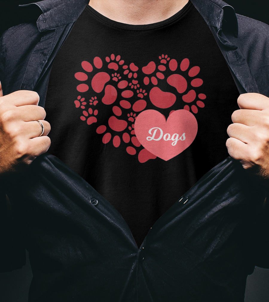 Paw Print Heart Dogs Mom And Pet T-Shirt