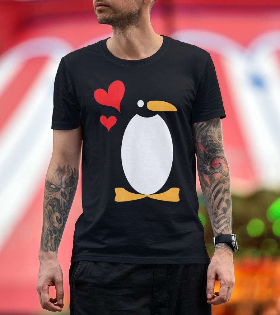 Penguin With Red Hearts T-Shirt