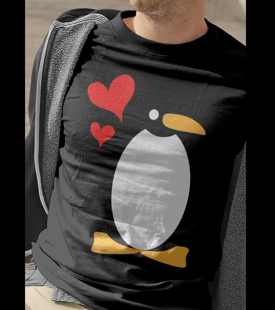Penguin With Red Hearts T-Shirt