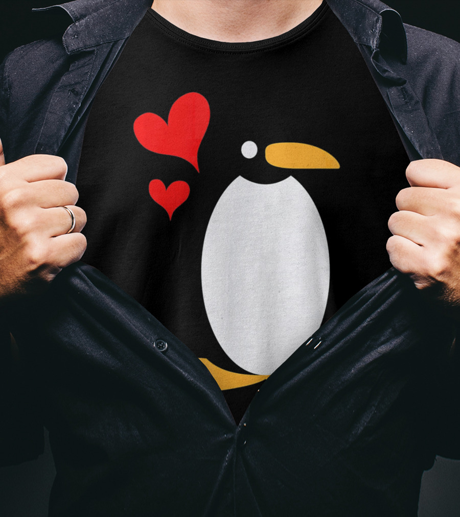Penguin With Red Hearts T-Shirt