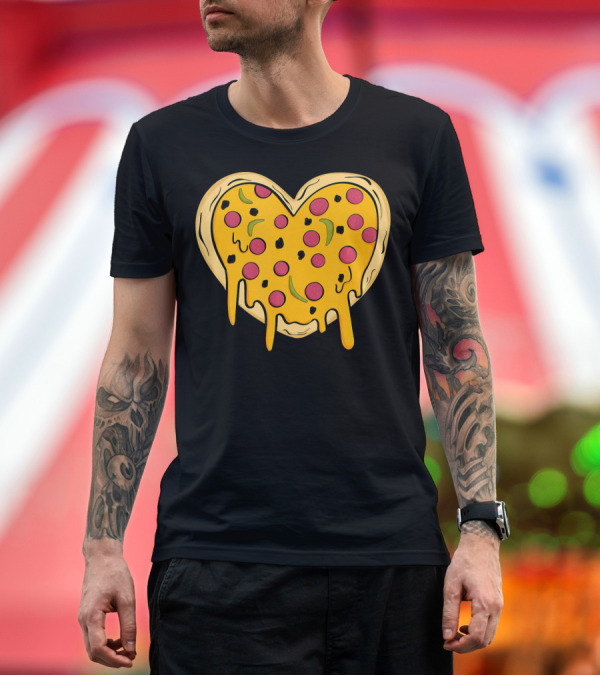 Premium T-Shirt: Pepperoni Pizza Heart Valentine's Day T-Shirt Pepperoni Pizza Heart Valentine's Day T-Shirt