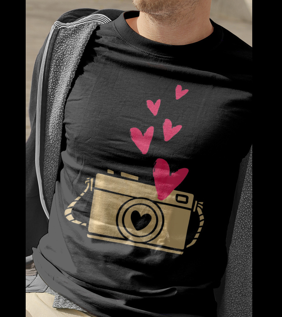 Love Camera Hearts Valentine's Day Photographers T-Shirt