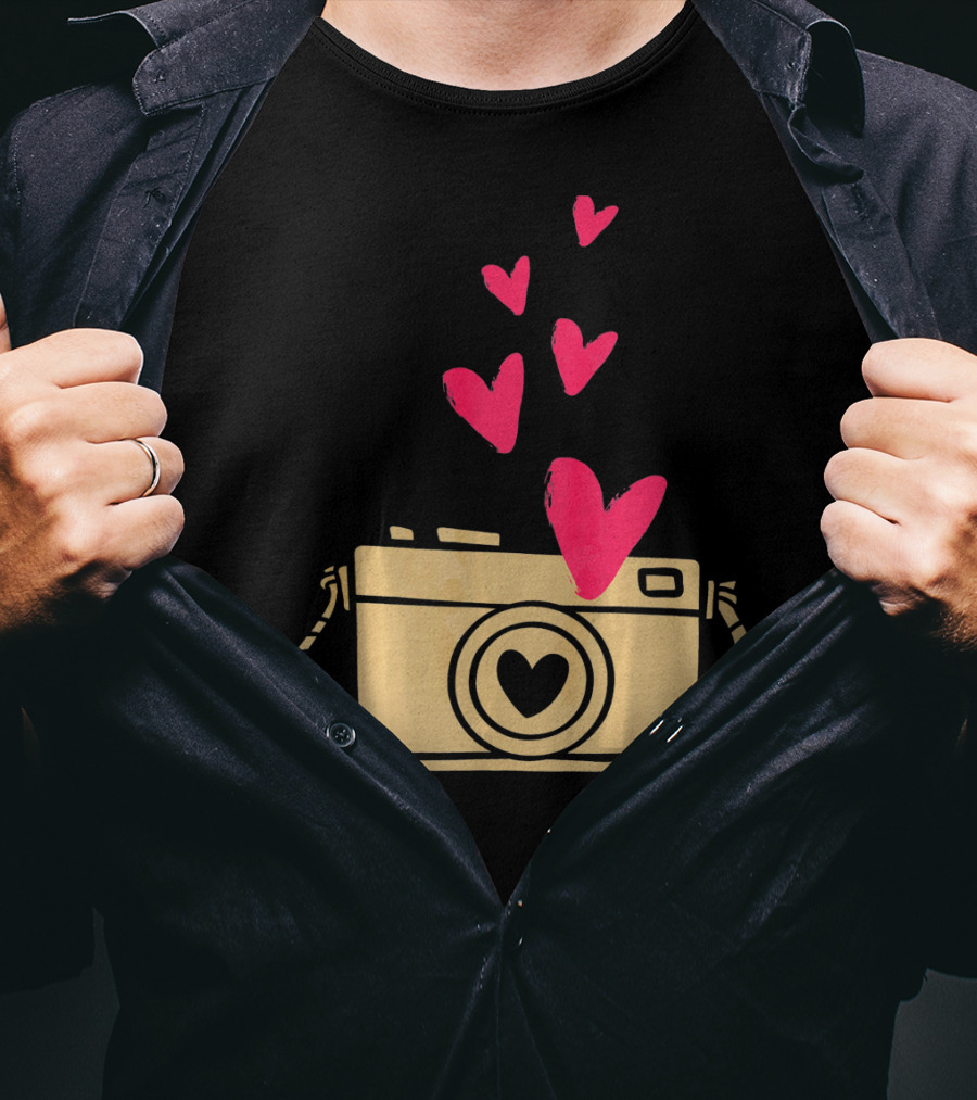 Love Camera Hearts Valentine's Day Photographers T-Shirt