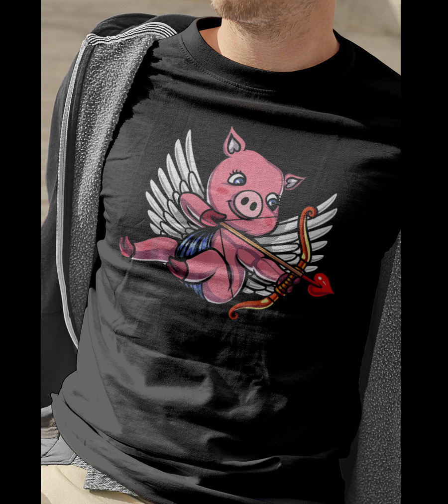 Cupid Pig Valentines Day Love Women T-Shirt