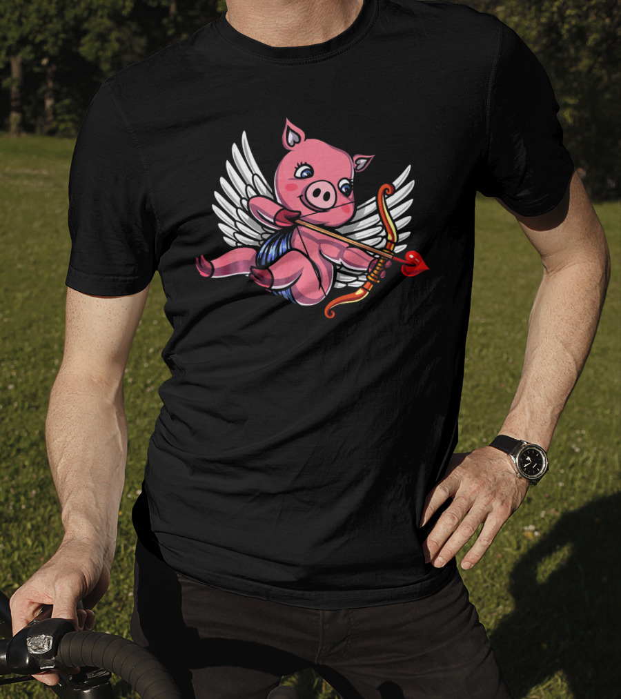Cupid Pig Valentines Day Love Women T-Shirt