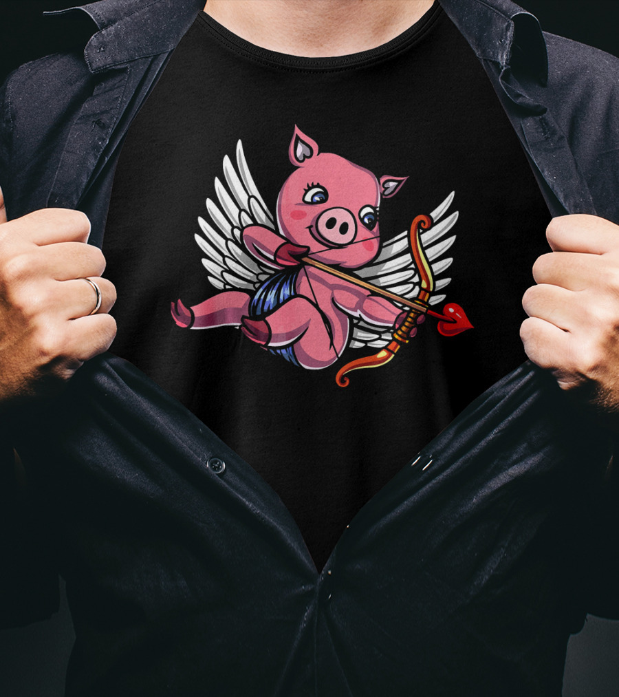 Cupid Pig Valentines Day Love Women T-Shirt