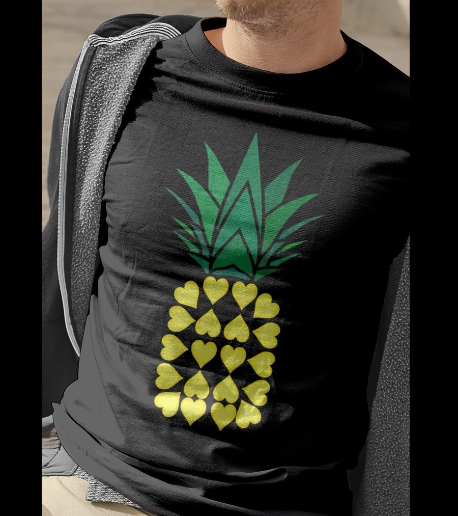 Pineapple Heart Pattern Valentine Day T-Shirt