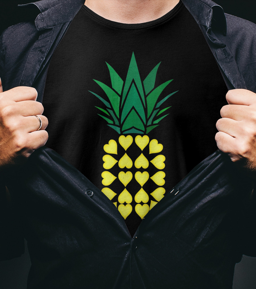 Pineapple Heart Pattern Valentine Day T-Shirt