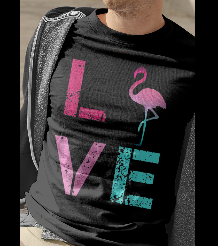 LOVE Pink Flamingos Valentine T-Shirt