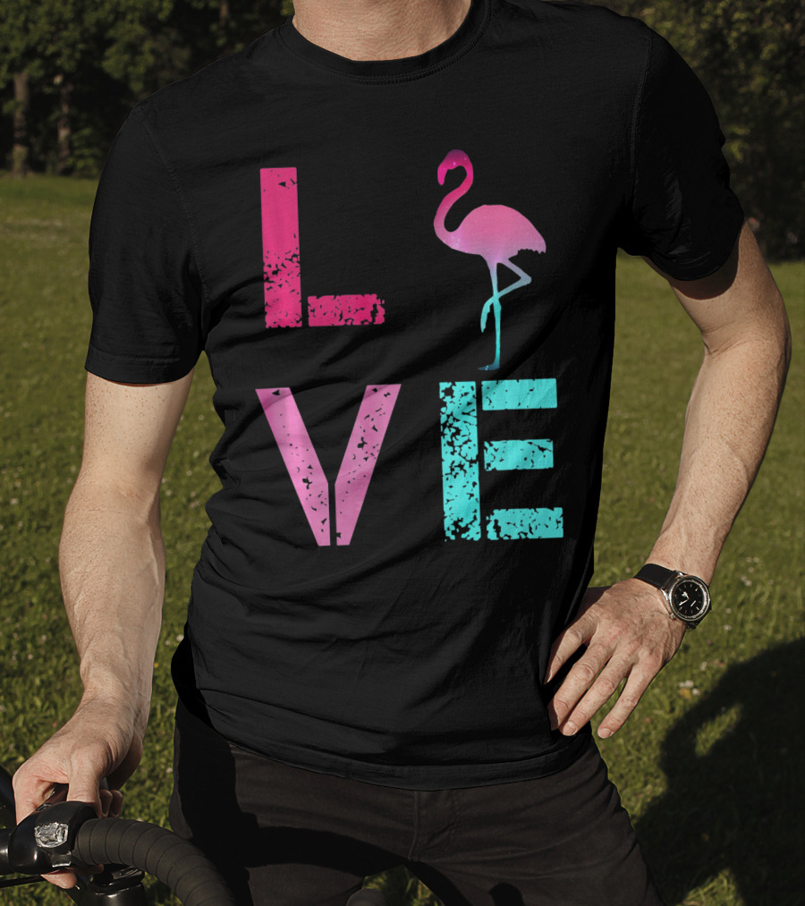 LOVE Pink Flamingos Valentine T-Shirt