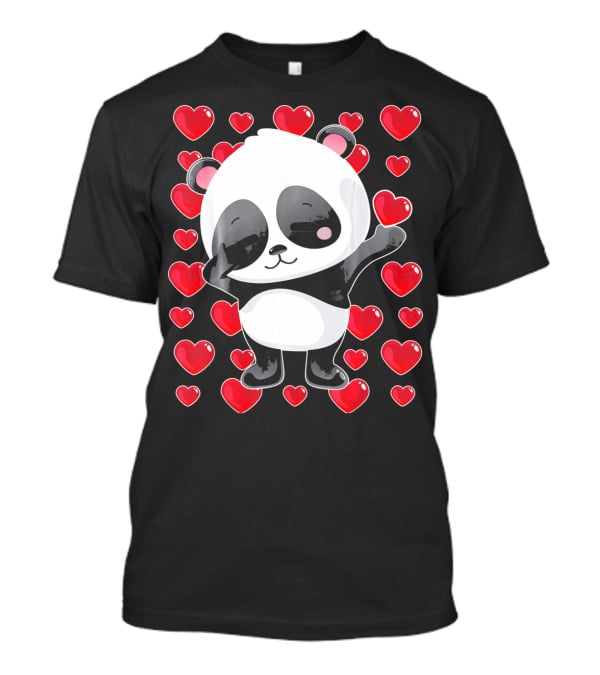 Panda Surrounded By Hearts For Valentines Day T-Shirt