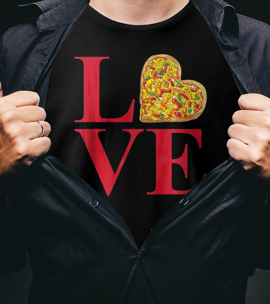 Love Pizza Heart Valentines Day Pizza Lover T-Shirt