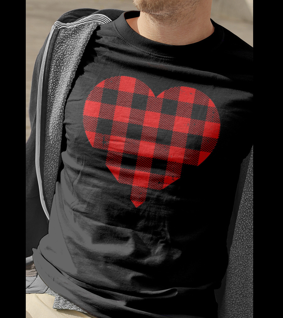 Buffalo Plaid Checkered Heart T-Shirt