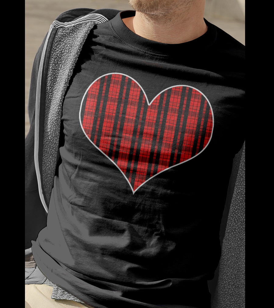 Plaid Tartan Heart Valentine's Day T-Shirt