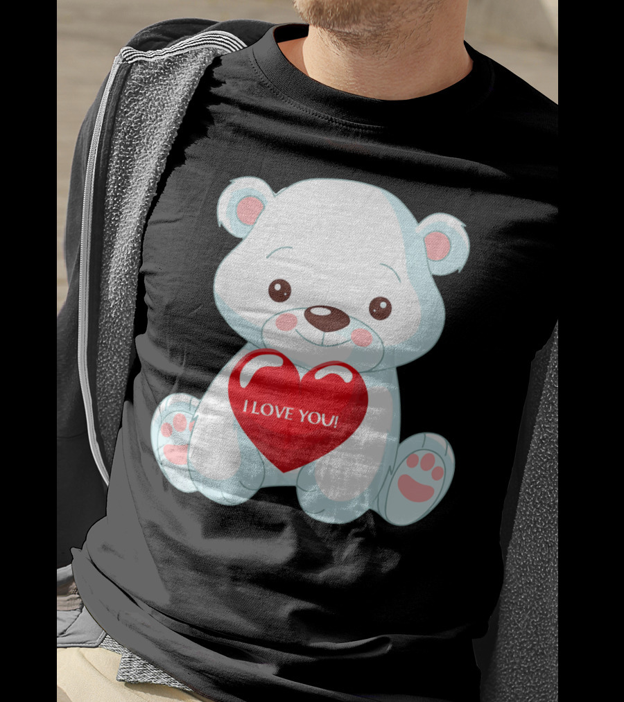 Polar Bear Holding Heart I Love You T-Shirt