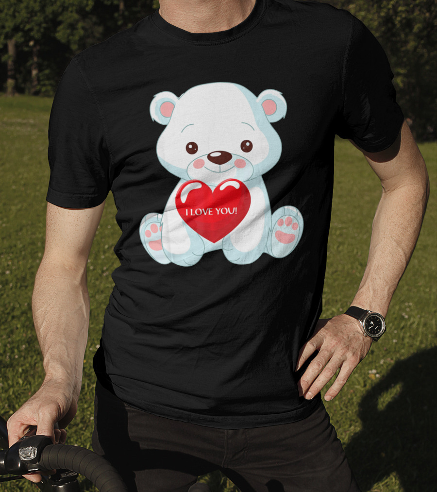 Polar Bear Holding Heart I Love You T-Shirt