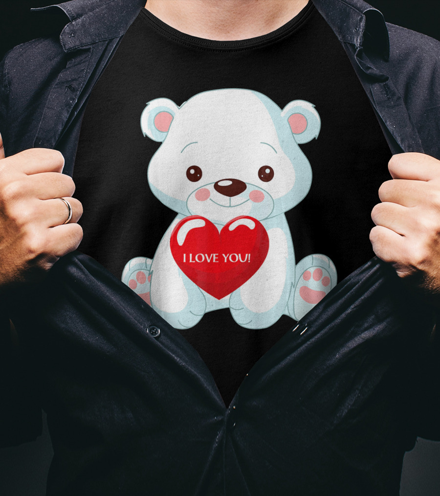 Polar Bear Holding Heart I Love You T-Shirt