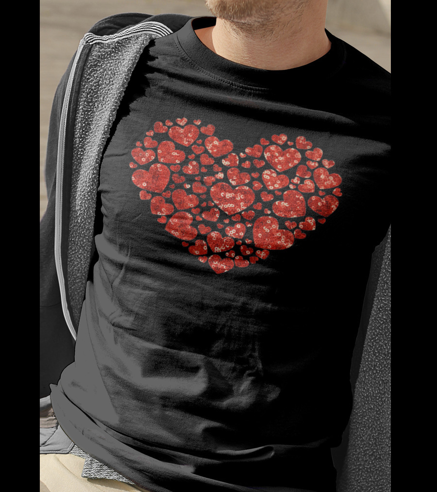 Red Valentines Day Heart Pattern PRINT T-Shirt