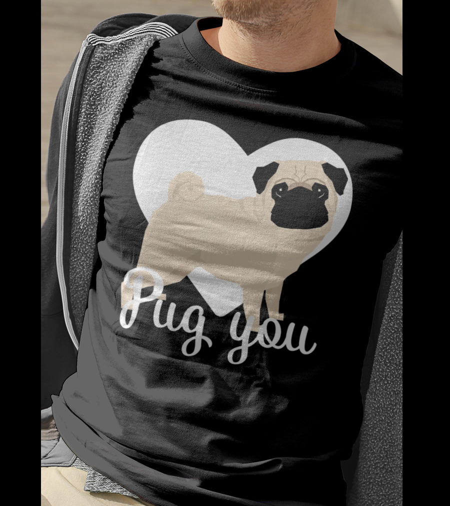 Pug You Heart Background T-Shirt