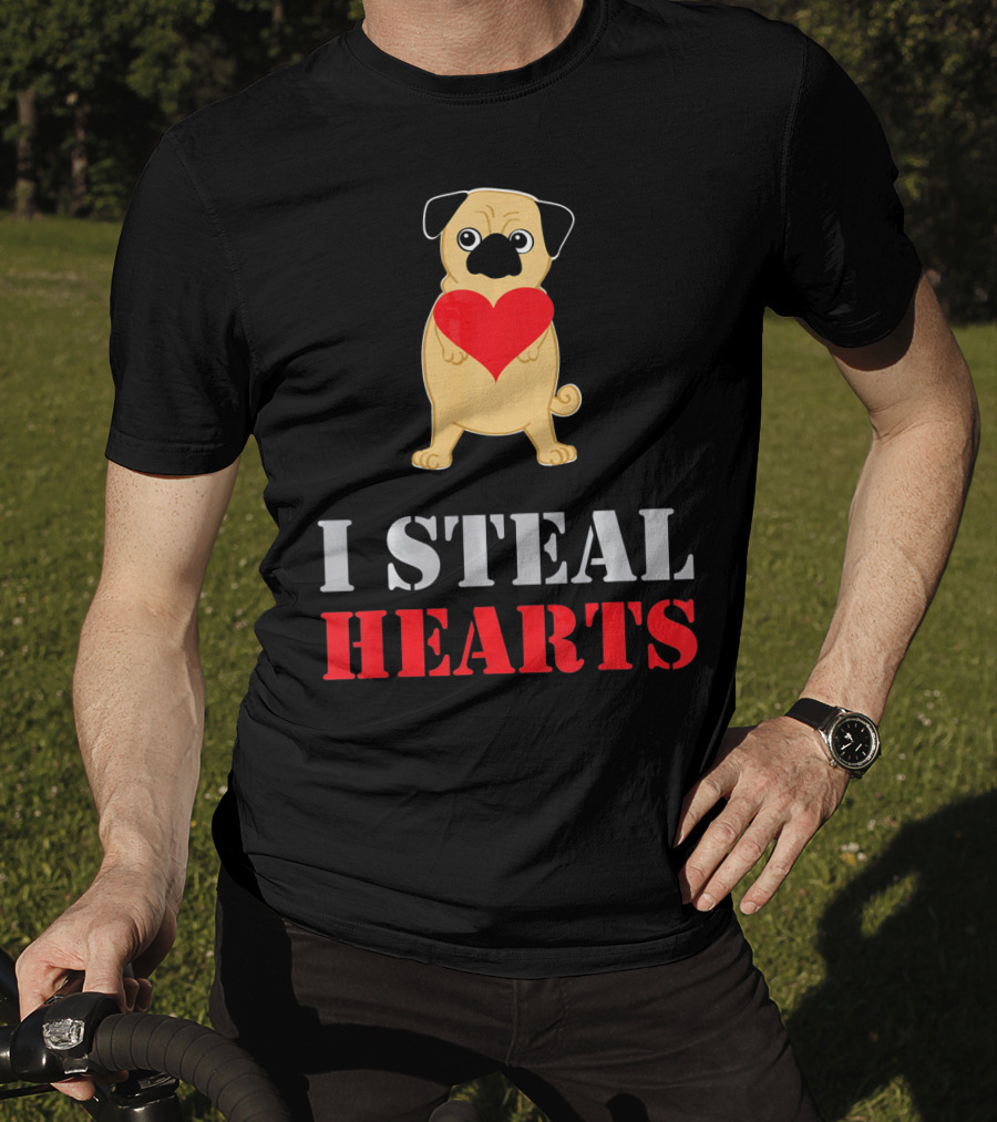 Pug Dog I Steal Hearts Valentine T-Shirt