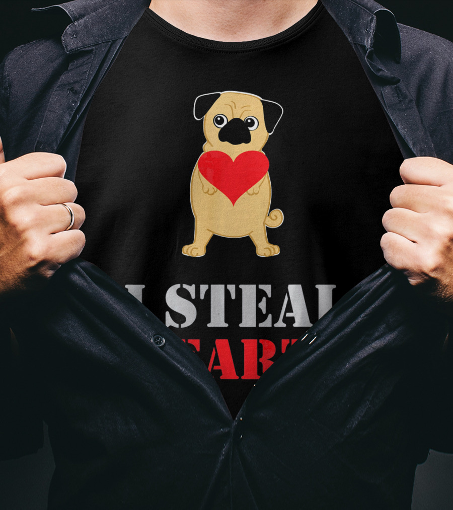 Pug Dog I Steal Hearts Valentine T-Shirt