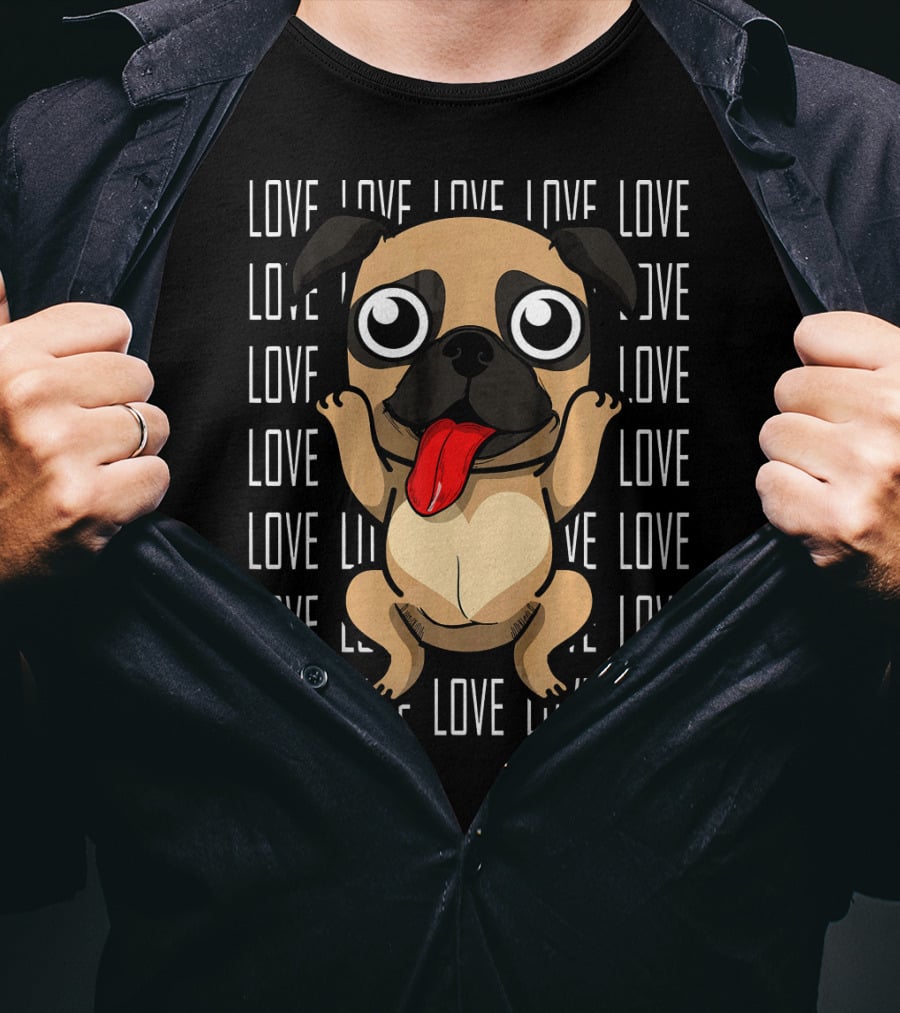 Love Pug Valentines Day Dog Lovers Pug T-Shirt