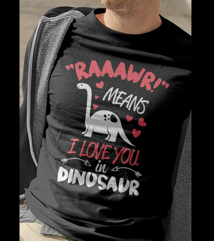 Raawr Means I Love You In Dinosaur Valentine T-Shirt