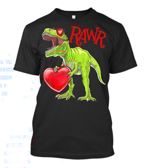 Rawr Valentine's Day T-Rex Dinosaur With Heart T-Shirt
