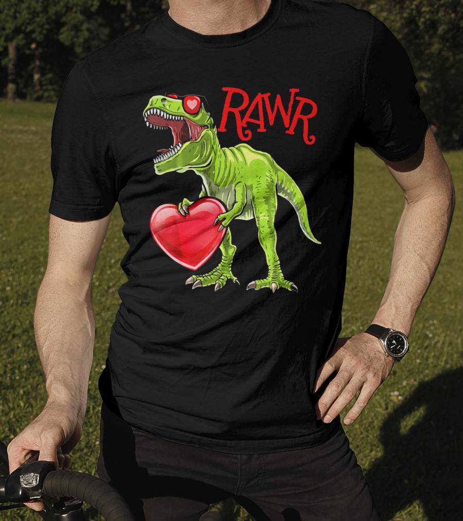 Rawr Valentine's Day T-Rex Dinosaur With Heart T-Shirt