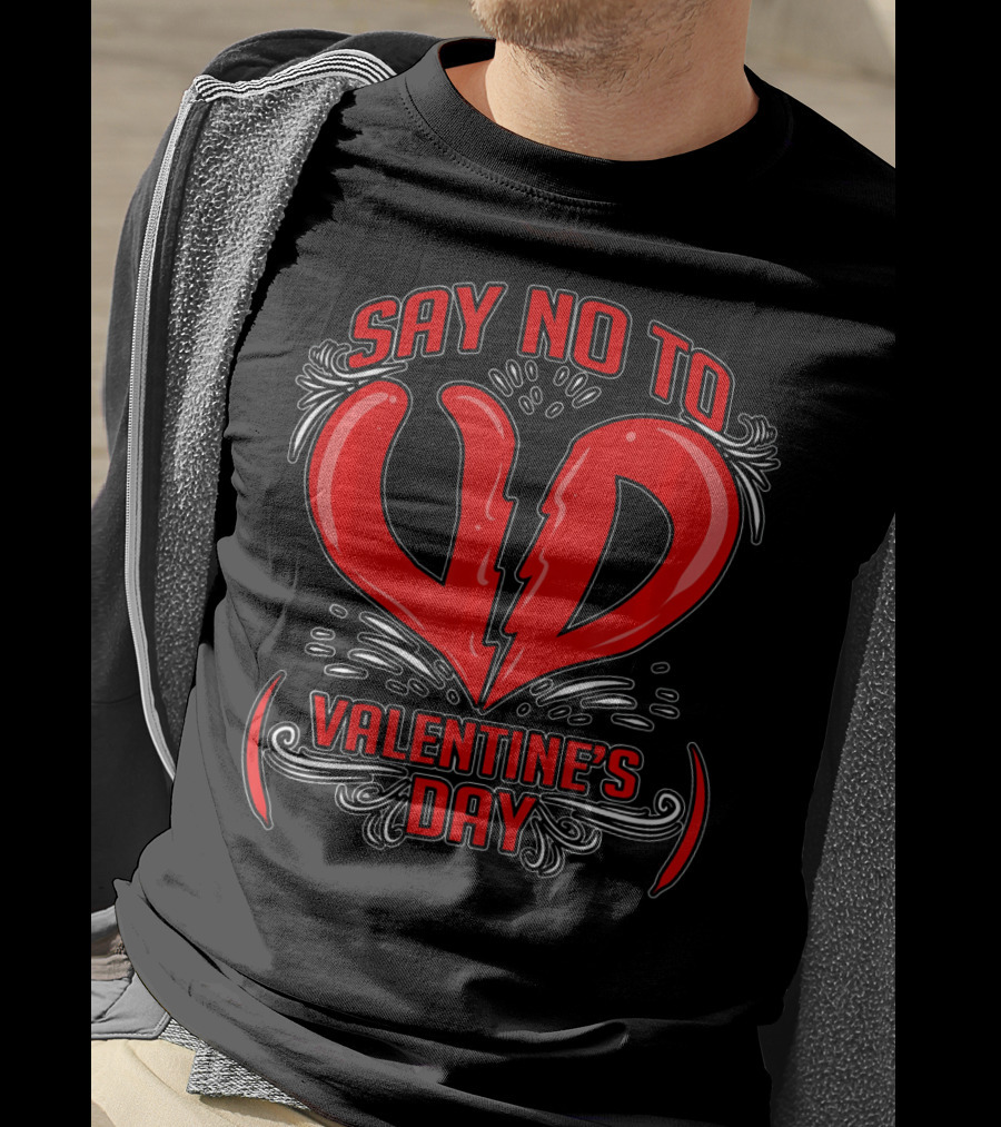 Say No To V.D. (Valentine's Day) Anti Val Heart T-Shirt