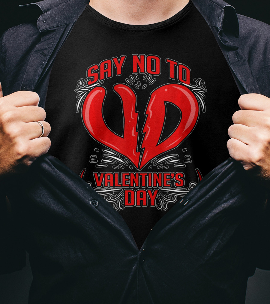 Say No To V.D. (Valentine's Day) Anti Val Heart T-Shirt