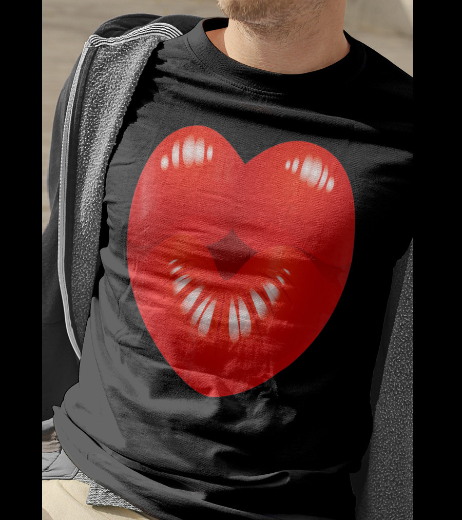 Red Lips Heart Kiss Kisses Valentine T-Shirt